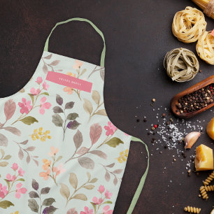 Pastel Floral Elegance Stylish Trendy Apron