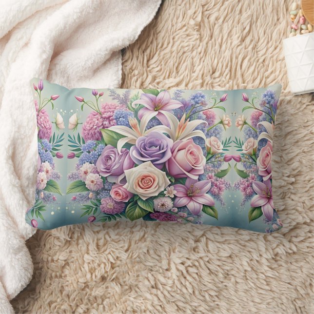 Pastel Floral Elegance Throw Pillow Cover (Blanket)