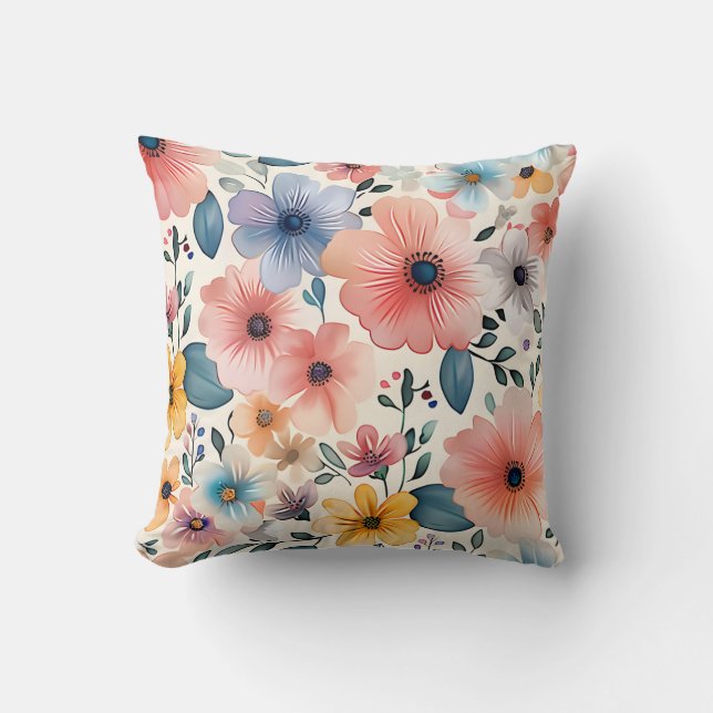 Pastel Floral Fantasy Cushion (Front)