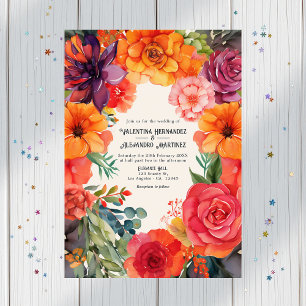 Pastel Floral Fiesta Wedding with Details QR Code Invitation