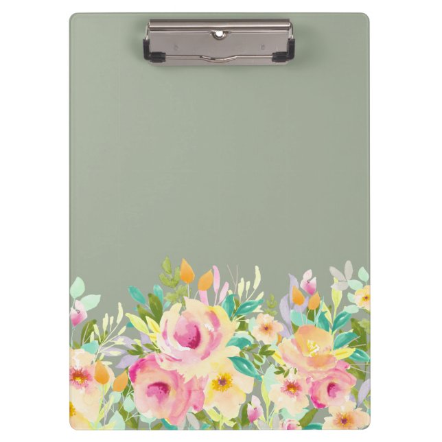 Pastel Floral Florist Stylist Business Clipboard (Front)