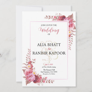 Pastel Floral Frame Indian Wedding Invitation