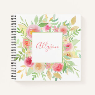Pastel Floral Frame Spiral Notebook