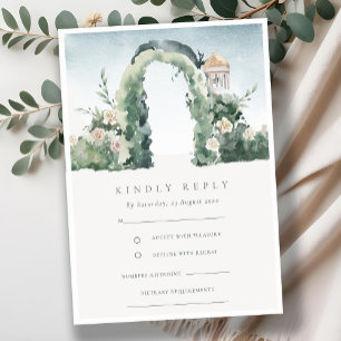 Pastel Floral Garden Arch Botanical Wedding RSVP Enclosure Card