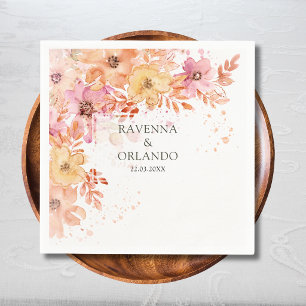 Pastel Floral Garden Botanical Romance Wedding Napkin