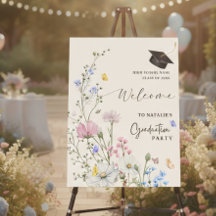 Pastel Floral Garden Graduate Party Welcome Sign