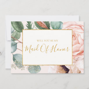 Pastel Floral Garden Maid Of Honour Proposal Car Invitation