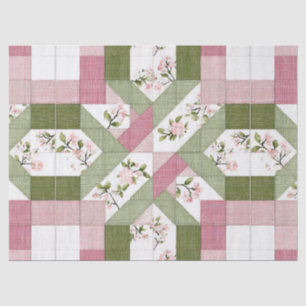 Pastel Floral Geometric Cottagecore Quilt Pattern Tissue Paper