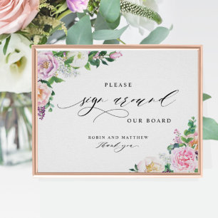 Pastel Floral Guests "Sign Around" board Sign