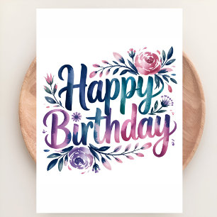 Pastel Floral Happy Birthday Card