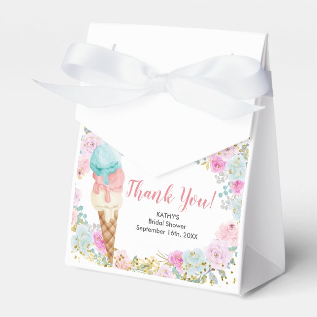 Pastel Floral Ice cream Party  Favour Box (Front Side)