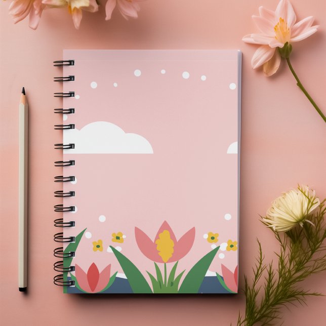 Pastel Floral in light pink customisable name Notebook (Pastel Floral in light pink customizable name Notebook)