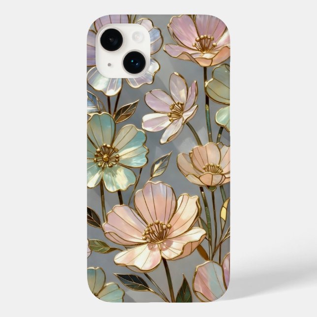Pastel Floral iPhone Case Gold Flower Design (Back)
