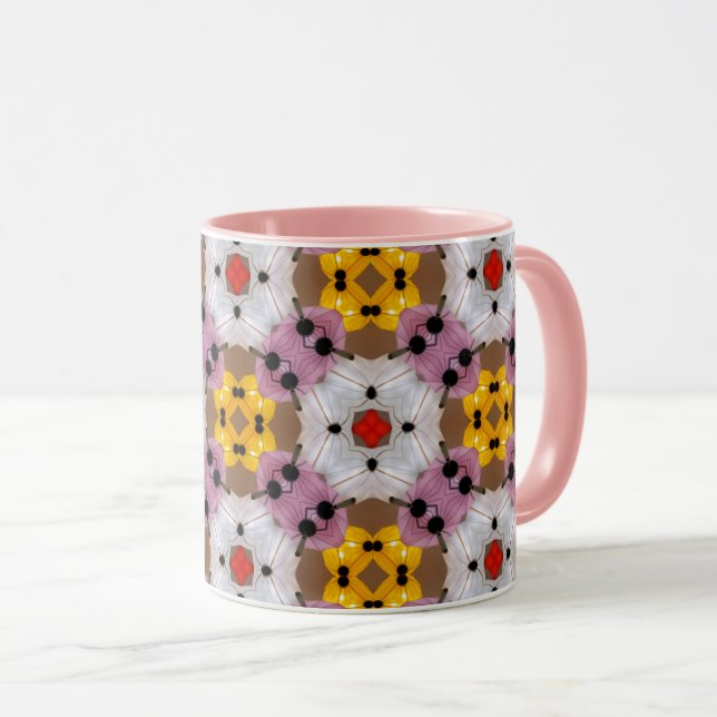 Pastel Floral Kaleidoscope Mug (Front Right)