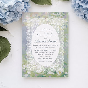 Pastel Floral Lace Wedding Invitation