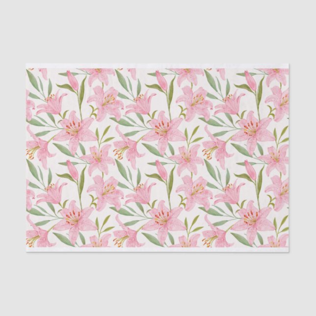 Pastel floral lily pink green tissue paper (Front)