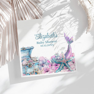 Pastel Floral Mermaid Tail Baby Shower Napkin