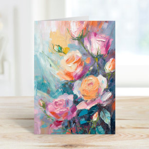 Pastel Floral Modern Impressionist Painting  Card