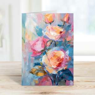 Pastel Floral Modern Impressionist Painting  Card