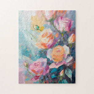 Pastel Floral Modern Impressionist Painting Jigsaw Puzzle