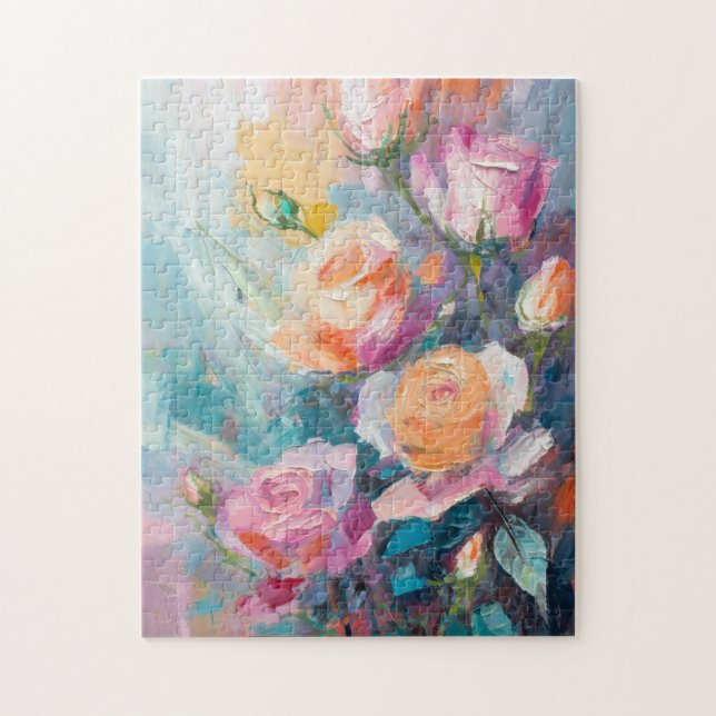 Pastel Floral Modern Impressionist Painting  Jigsaw Puzzle (Vertical)