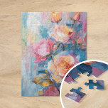 Pastel Floral Modern Impressionist Painting  Jigsaw Puzzle<br><div class="desc">A modern impressionist painting of roses, created with textured brushstrokes in soft pastel colours. The delicate shades of pink, peach, and blue blend harmoniously, while the textured layers add depth and dimension to the floral composition. This serene piece captures the timeless beauty of roses in a contemporary, expressive style, making...</div>