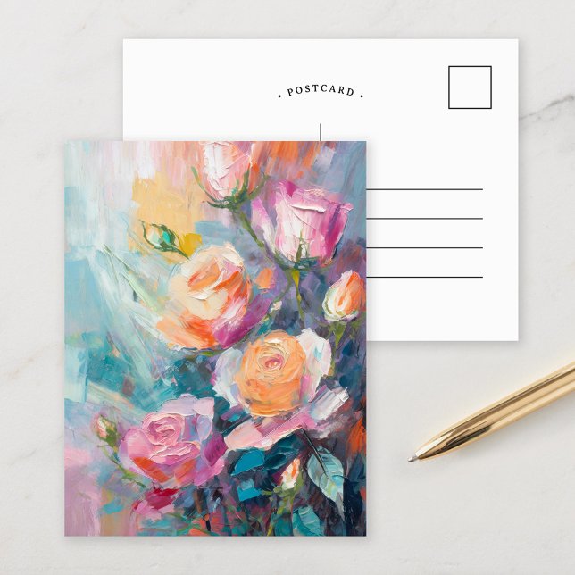 Pastel Floral Modern Impressionist Painting  Postcard (Creator Uploaded)