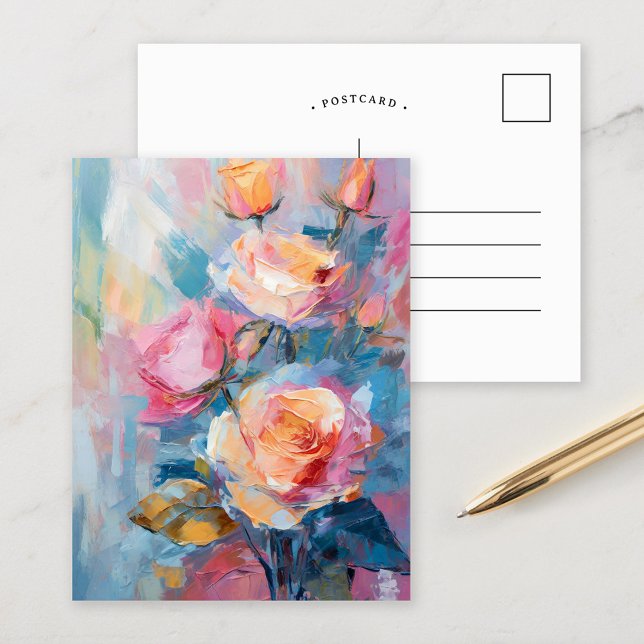 Pastel Floral Modern Impressionist Painting  Postcard (Creator Uploaded)