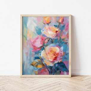 Pastel Floral Modern Impressionist Painting Poster
