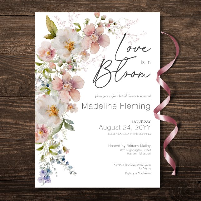 Pastel Floral Modern Love In Bloom Bridal Shower Invitation (Pastel Floral Modern Love In Bloom Bridal Shower Invitation)
