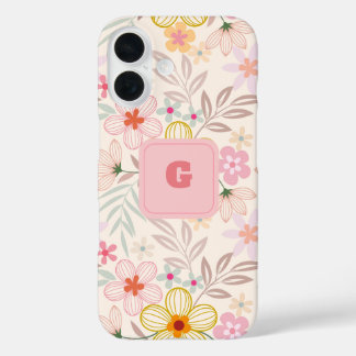 pastel floral monogram elegant iPhone 16 case