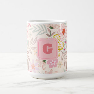 pastel floral monogram elegant coffee mug