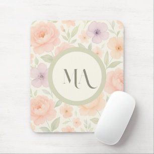 Pastel Floral Monogram Mousepad – Personalized