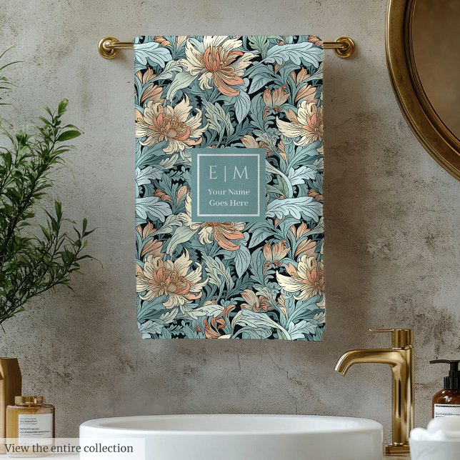 Pastel Floral Morris Inspired Bath Towel (Pastel Floral Morris Inspired Bath Towel)