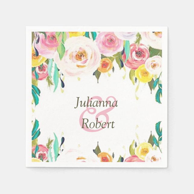 Pastel floral  napkins (Front)