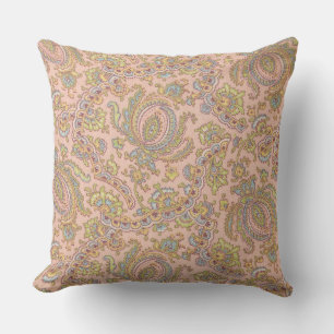 Pastel Floral on Pink Throw Pillow