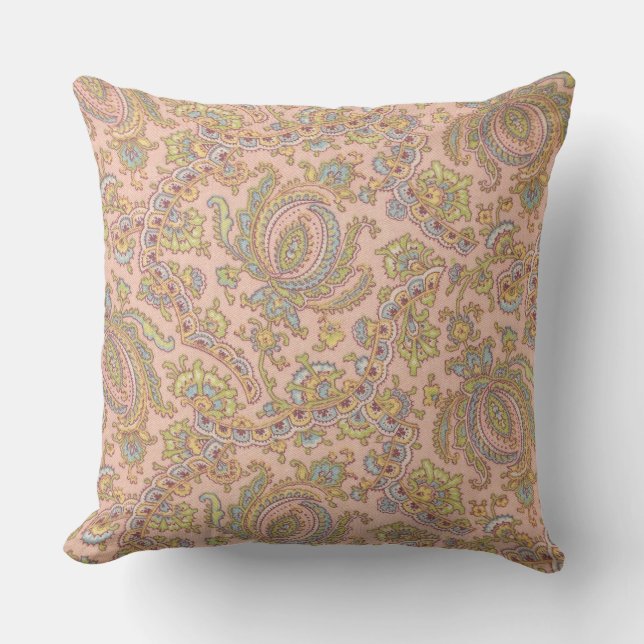 Pastel Floral on Pink Throw Pillow (Front)