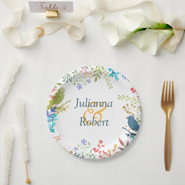 Pastel floral  paper plates (Wedding)