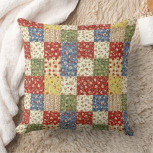 Pastel Floral Patchwork Picnic Pattern (14) Cushion