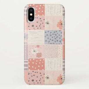Pastel Floral Patchwork Quilt in Pink and Blue iPhone X Case