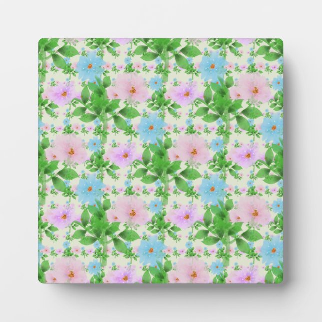 Pastel Floral Pattern Aesthetic | Watercolor Plaque (Front)