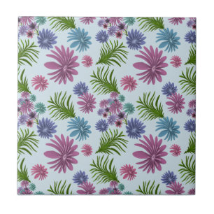 Pastel Floral Pattern Aesthetic Wildflower Botanic Ceramic Tile