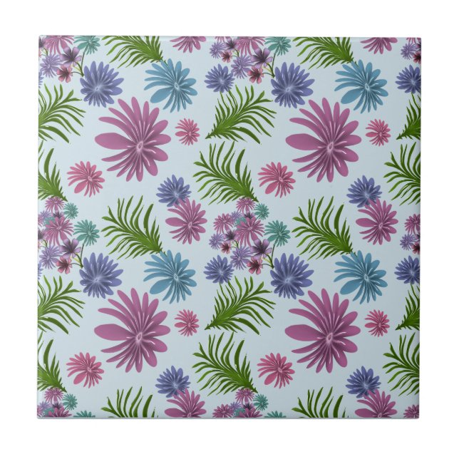 Pastel Floral Pattern Aesthetic Wildflower Botanic Ceramic Tile (Front)