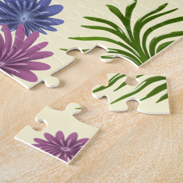 Pastel Floral Pattern Aesthetic Wildflower Botanic Jigsaw Puzzle (Side)
