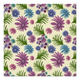 Pastel Floral Pattern Aesthetic Wildflower Botanic Poster