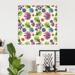 Pastel Floral Pattern Aesthetic Wildflower Botanic Poster