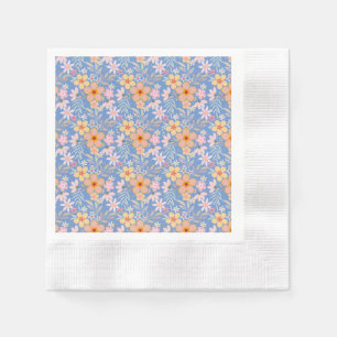 Pastel Floral pattern C01 Lblue BG Napkin