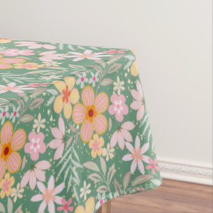 Pastel Floral pattern C01 LGreen BG Tablecloth