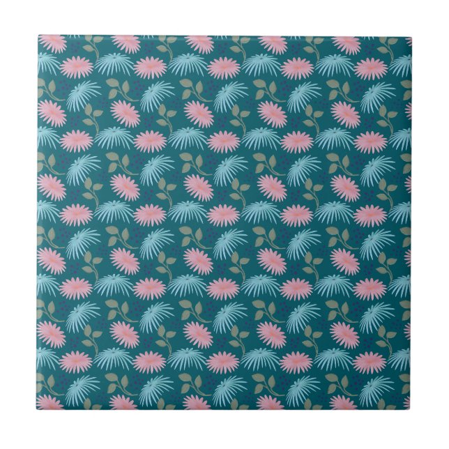Pastel Floral Pattern  Ceramic Tile (Front)