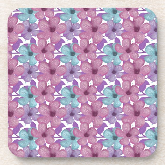 Pastel Floral Pattern Coaster (Front)